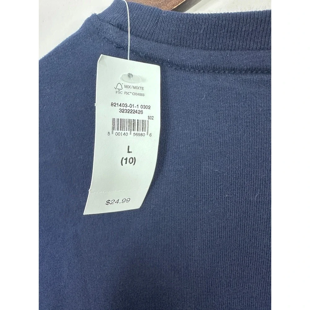 GAP Kids Vintage Soft Long Sleeve Tee Blue Stripe Sleeve T-Shirt Size Large
